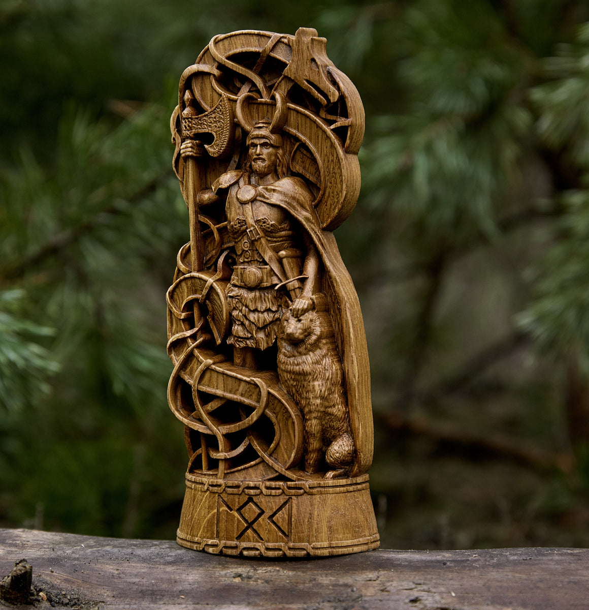 Loki Statue, Norse God Wood Carving Sculpture 