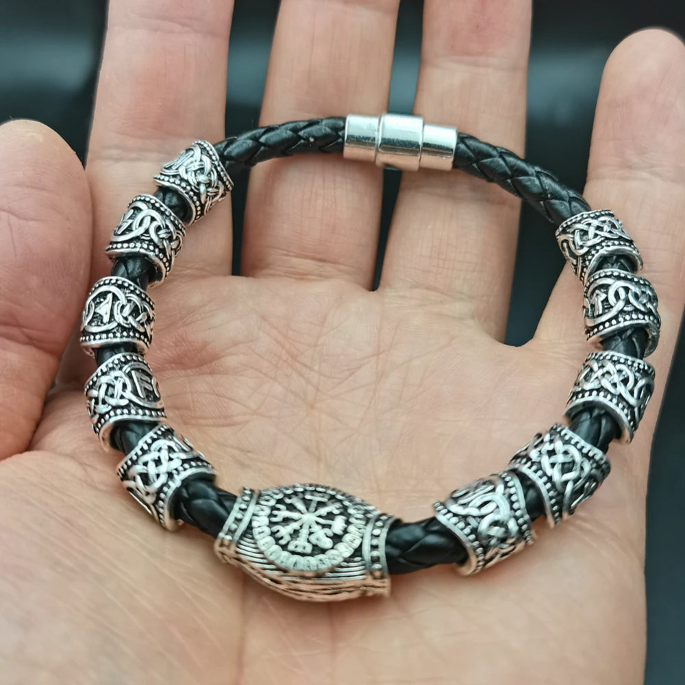 Norse Runes Bracelet Vikingo 13Pcs Runes Beads Vegvisir Compass Amulet Viking Bracelet Slavic Accessorier