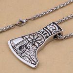 Dropshiping new arrival stainless steel Viking Mjolnir rune and Axe pendant necklace men gift