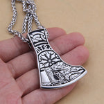 Dropshiping new arrival stainless steel Viking Mjolnir rune and Axe pendant necklace men gift