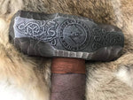 Large Viking Wolf Berserker Hammer Hand Engraved Burned and Carved