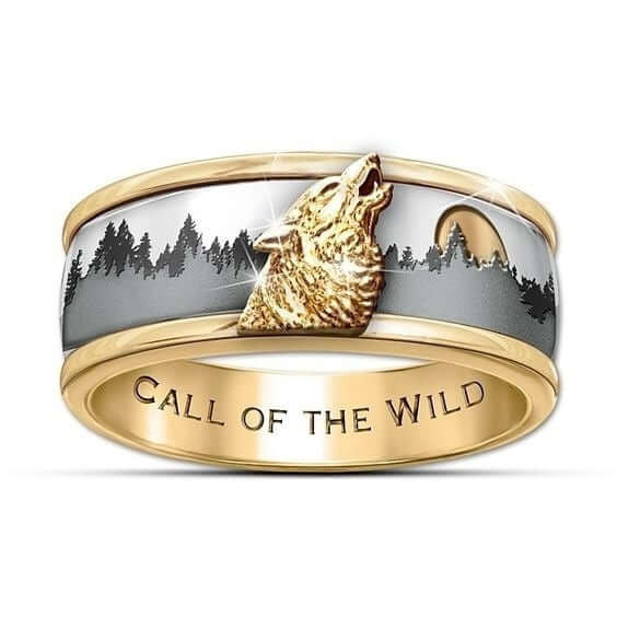 Gold Viking Wolf Ring