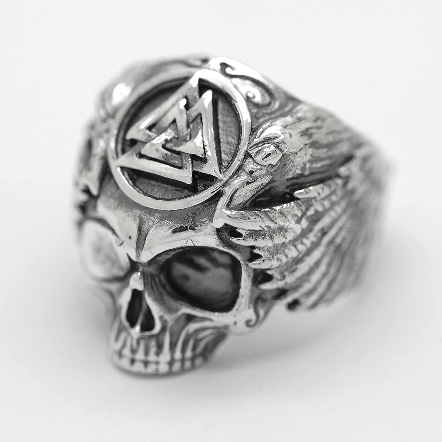 Viking Skull Ring With Valknut Symbol