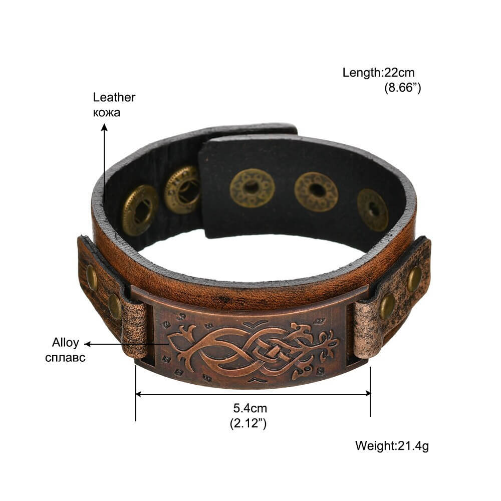 Celtic Viking Leather Wrap Bracelet