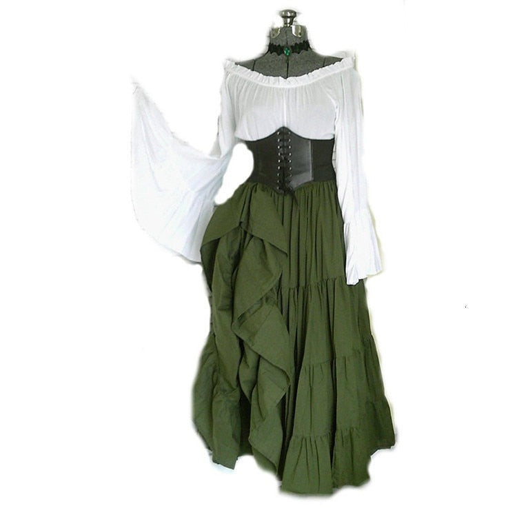 Vintage Off Shoulder Medieval Viking Dresses