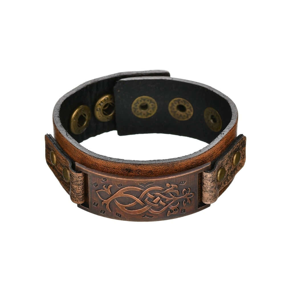 Celtic Viking Leather Wrap Bracelet