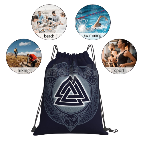 Valknut Viking Drawstring Bag