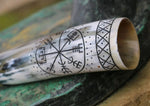 Vegvisir Viking Symbol - Carved Drinking Horn