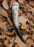 Huginn and Muninn Viking Ravens- Carved Drinking Horn