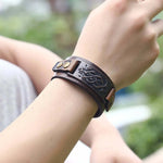 Celtic Viking Leather Wrap Bracelet