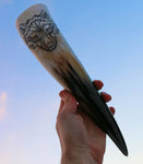 Fenrir Norse Viking Wolf - Carved Drinking Horn