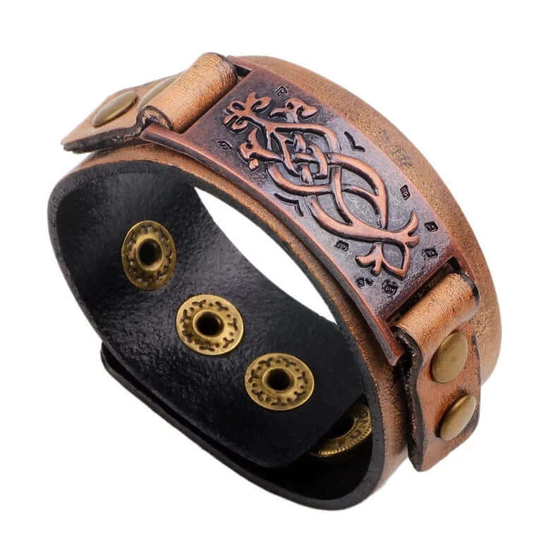 Celtic Viking Leather Wrap Bracelet