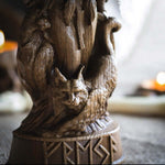 Freyja Norse Goddess Statue, Wood Carving Sculpture