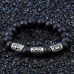 Black Lava Stone Bracelet with Futhark Runes