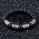 Black Lava Stone Bracelet with Futhark Runes