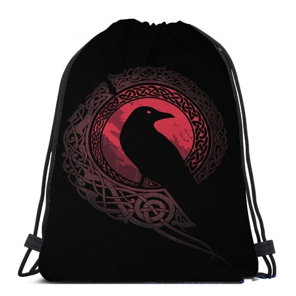 Norse Raven Drawstring Bag