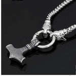 Fenrir with Mjolnir Pendant Viking Necklace