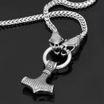 King Chain With Snake Heads & Mjolnir Pendant