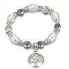 Bracelet Perles Blanches Et Arbre de Vie