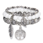 Multi-layer Natural Stone Beads Yggdrasil Charm Bracelet