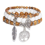 Multi-layer Natural Stone Beads Yggdrasil Charm Bracelet