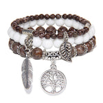 Multi-layer Natural Stone Beads Yggdrasil Charm Bracelet