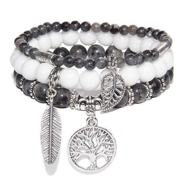 Bracelet Pierre Naturelle et Arbre de Vie