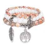 Multi-layer Natural Stone Beads Yggdrasil Charm Bracelet