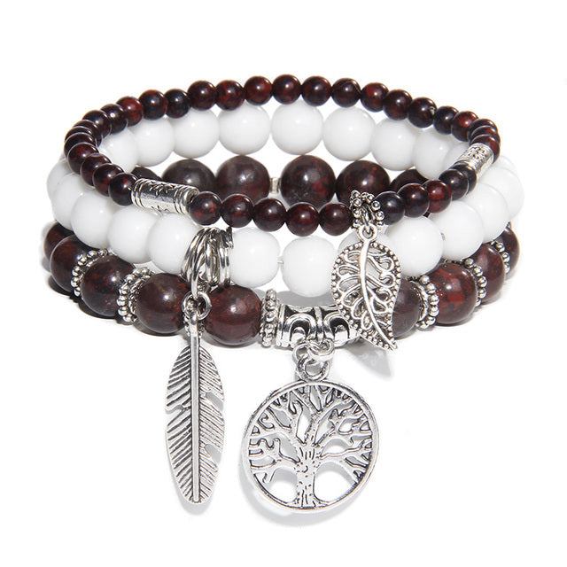 Bracelet Pierre Naturelle et Arbre de Vie