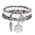 Multi-layer Natural Stone Beads Yggdrasil Charm Bracelet