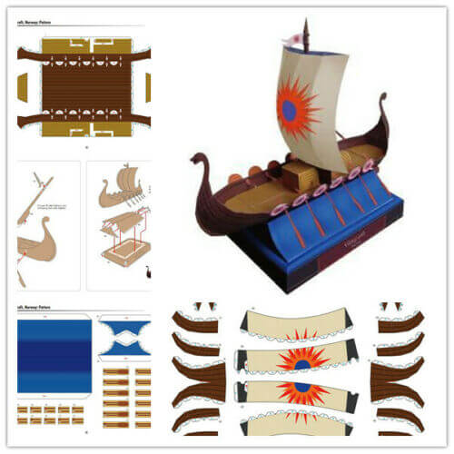 DIY Drakkar Viking Ship In 3D Paper Card Model