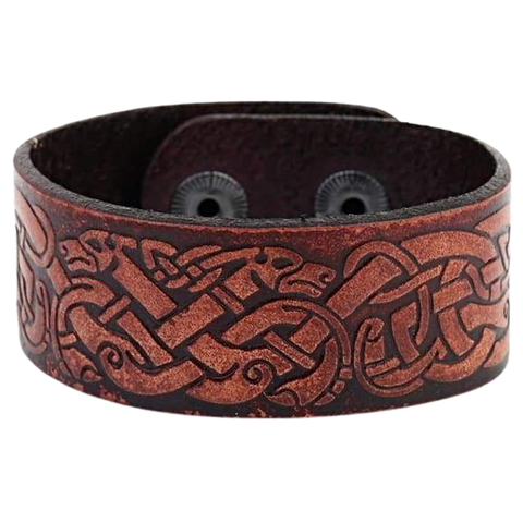 VIKING DRAGON KNOT BRACELET - viking leather cuff