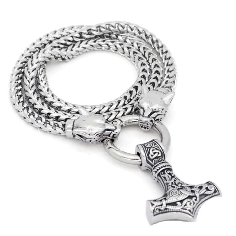 Viking Necklace - Mjolnir Pendant - Fenrir - fenrir pendant