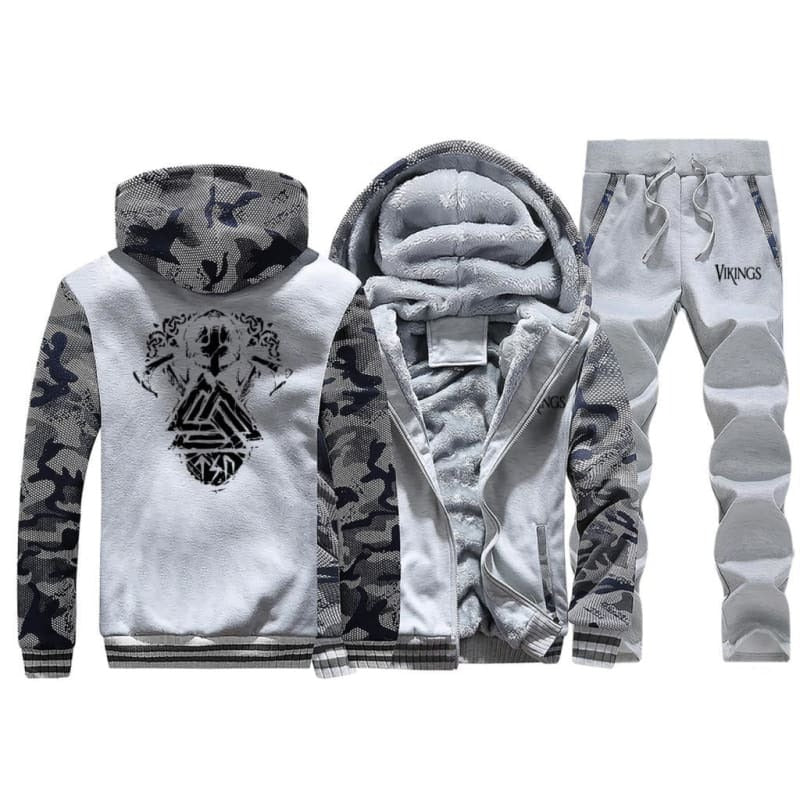 VIKING TRACKSUIT - PANT & HOODIE - Light Gray 1 / M - VIKING TRACKSUIT / PANT & HOODIE